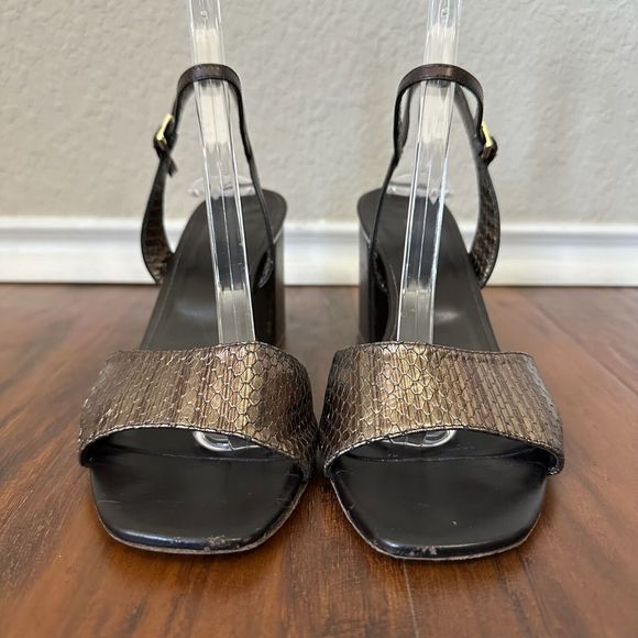 SCANLAN THEODORE Moro Heeled Sandals in Snakeskin Bronze Espresso - Picture 5 of 12